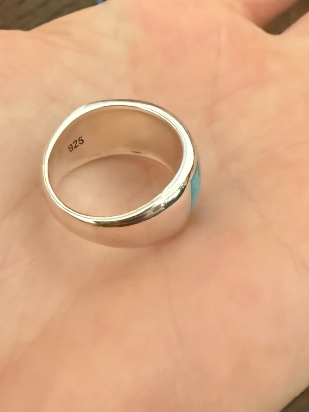 Turquoise & sterling silver band ring, size 6 - Picture 7 of 7